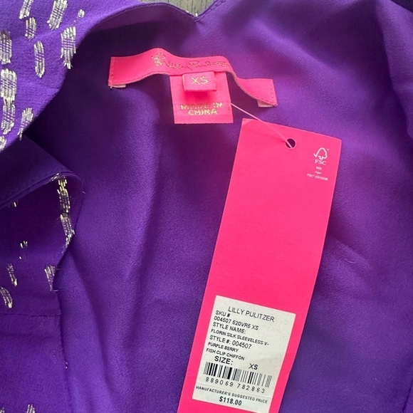 Lilly Pulitzer Florin Silk Tank Purple - Picture 5 of 6